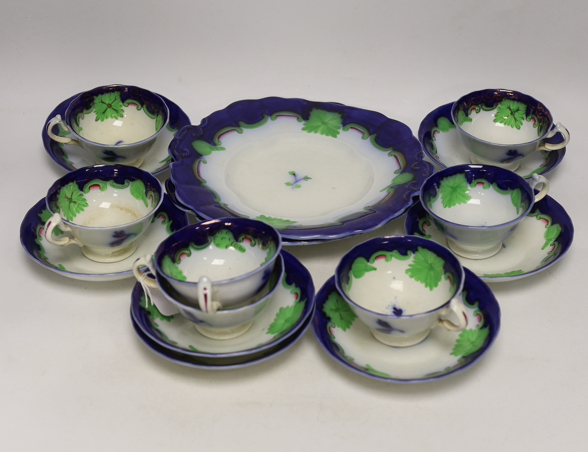 A mid 19th century Gaudy style Welsh part teaset